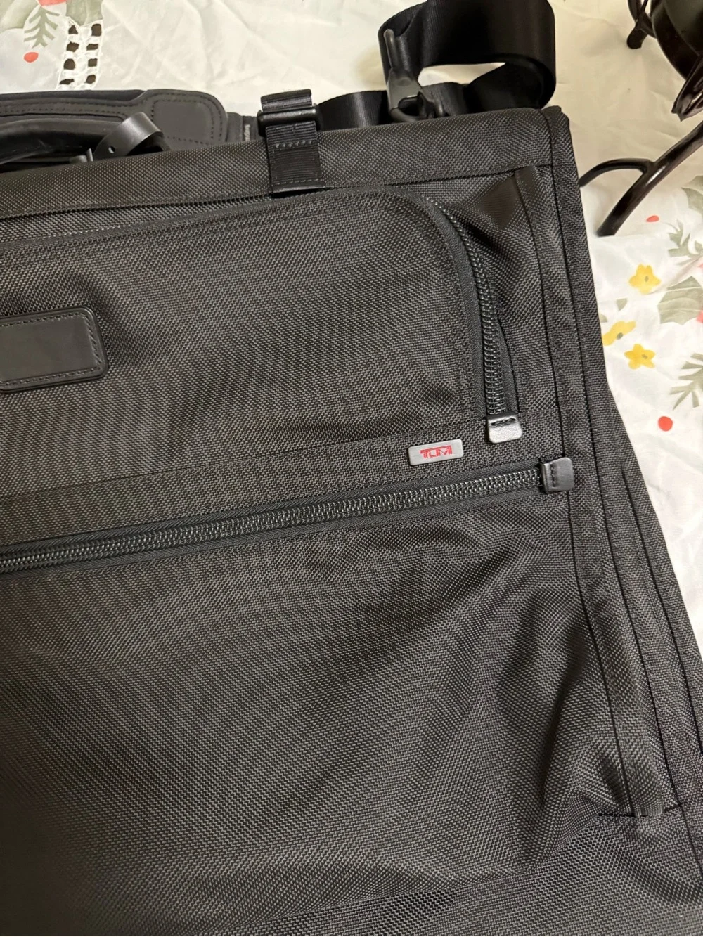 Tumi Black Roll-Top Briefcase with Red Logo Tag